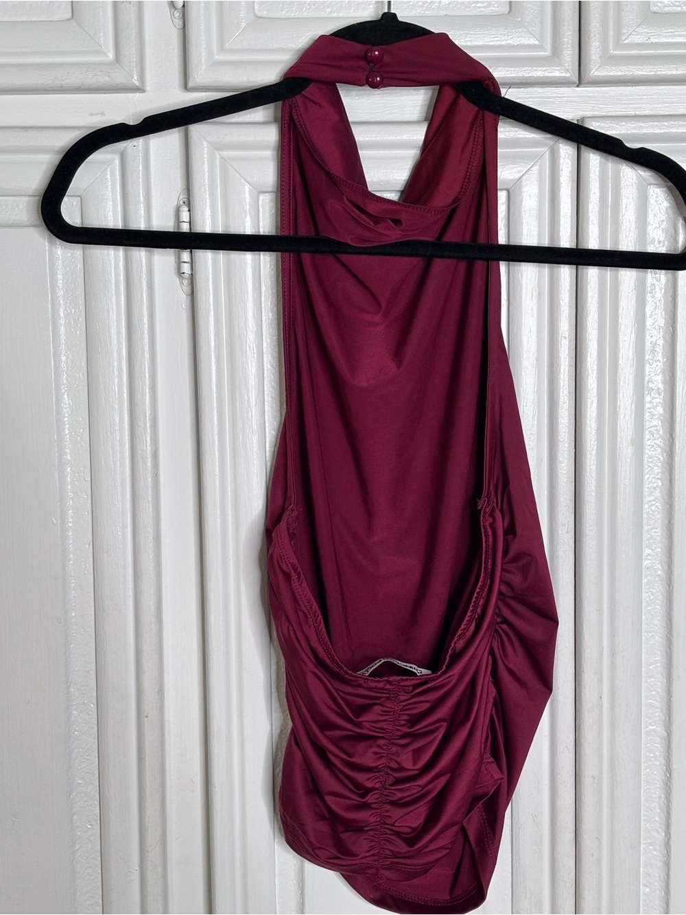 Princess Polly Deep Raspberry Rouched Cowl Neck Halter Top sz 4 - Picture 2 of 10